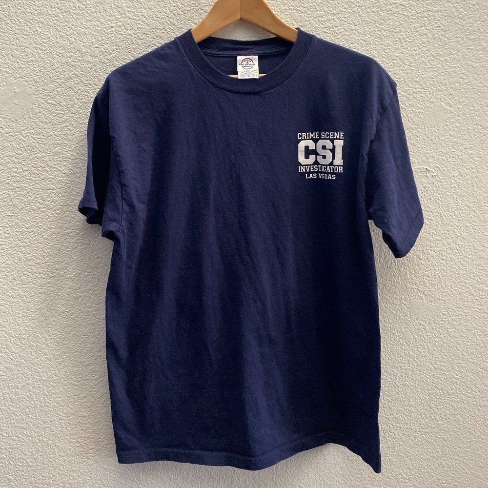 Vintage CSI Crime Scene Investigator Las Vegas Delta Pro Weight T-Shirt Large - Picture 2 of 3